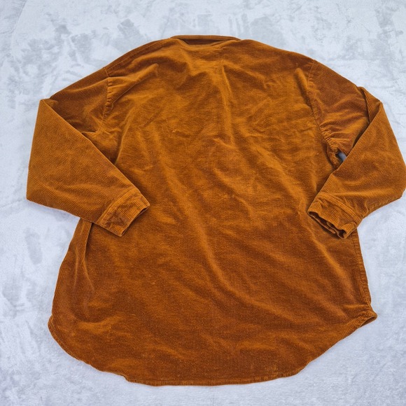 Corduroy Shirt Jacket Rust Orange Women's 1X Plus Barn Chore Gorpcore Country - Picture 11 of 11